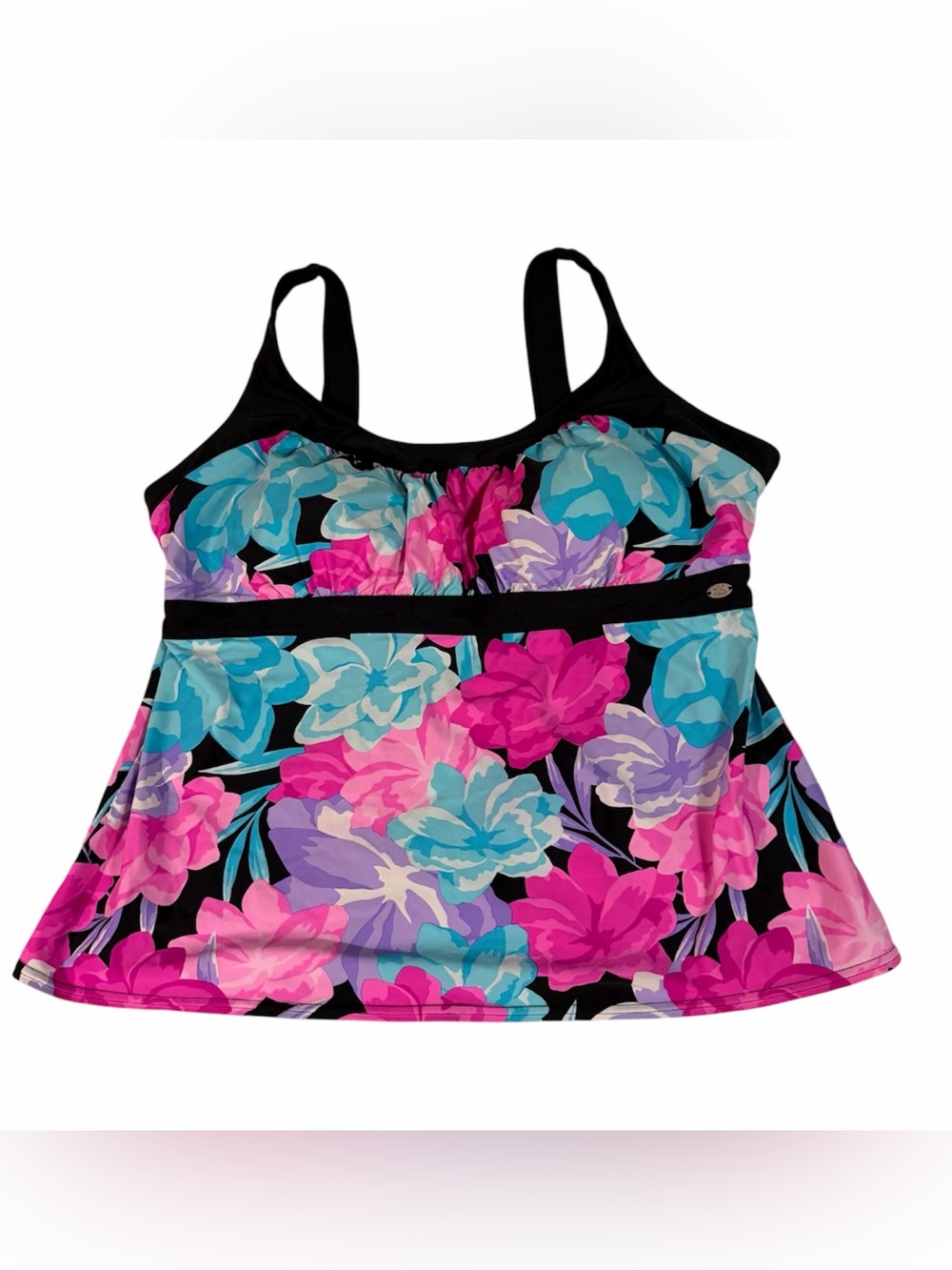 ZeroXposur 3X Vibrant Floral Tankini Swimsuit Top Pink, Blue, Purple